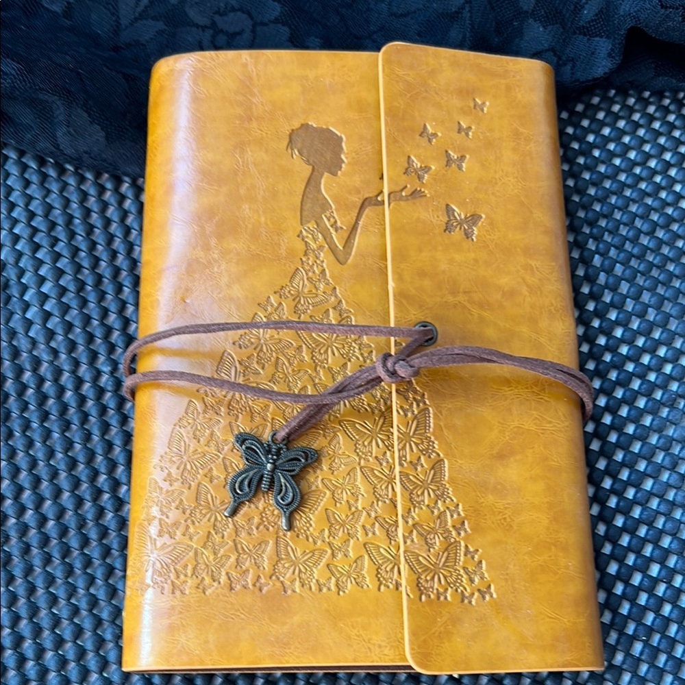 Yellow Embossed Journal with Butterfly Charm